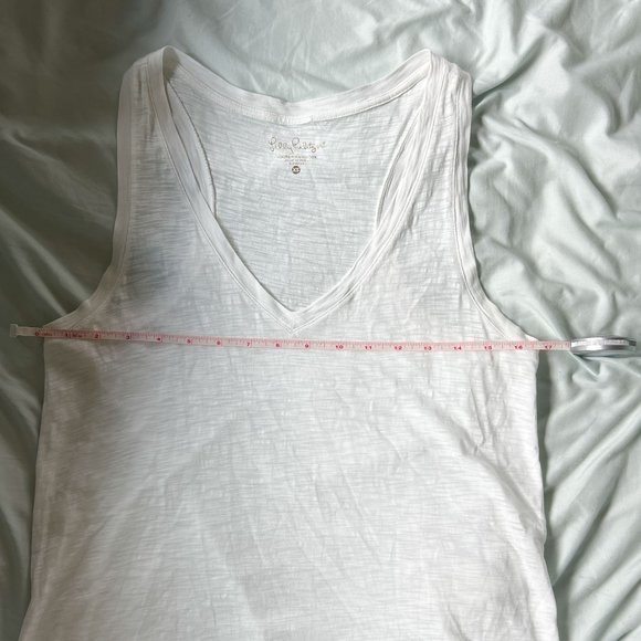 Lilly Pulitzer Pima Cotton White Tank Top with Lace Hem - Picture 5 of 6